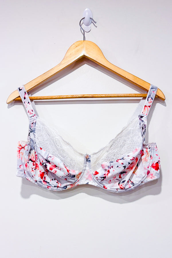 Soutien-gorge gris fleuri avec dentelle (40DDD)-Fantaisie-La Penderie du Paradis 🕊