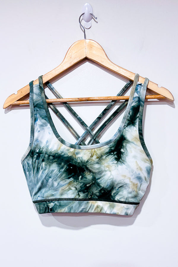 Top de sport vert et beige marbré (s/m)-Corefit-La Penderie du Paradis 🕊