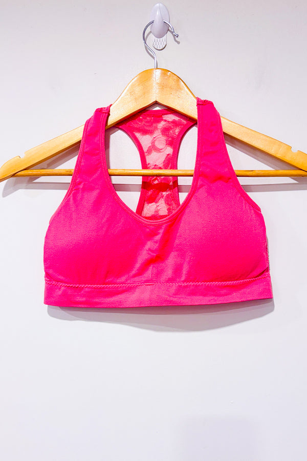 Bralette rose rembourrée avec dentelle seconde main - Autres- La Penderie du Paradis