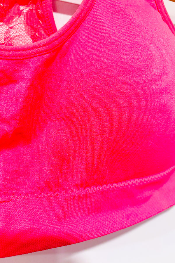 Bralette rose rembourrée avec dentelle seconde main - Autres- La Penderie du Paradis