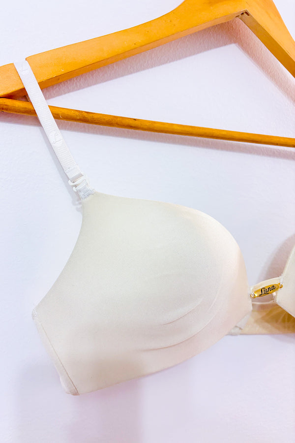 Soutien-gorge crème plongeant pigeonnant seconde main - Luna's- La Penderie du Paradis