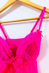 Nuisette pigeonnante rose néon en dentelle* seconde main - La Senza- La Penderie du Paradis