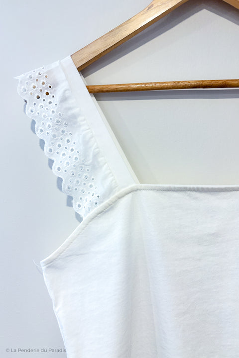 Camisole ample blanche avec broderie sur les bretelles (s) seconde main H&M   