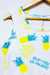 Camisole blanche avec ananas ''Fais-moi un sourire'' (l) - Message Factory - La Penderie du Paradis ?