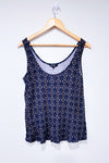 Loose purple patterned tank top (l)