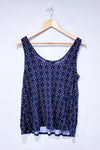 Loose purple patterned tank top (l)