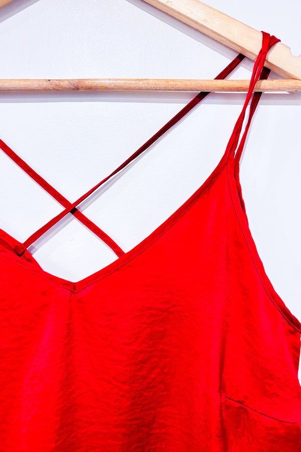 Camisole rouge satinée (s)-Vero Moda-La Penderie du Paradis 🕊