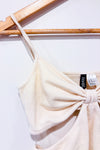 Camisole courte beige gaufrée (m)-H&M-La Penderie du Paradis 🕊