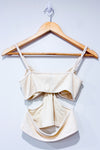 Camisole courte beige gaufrée (m)-H&M-La Penderie du Paradis 🕊