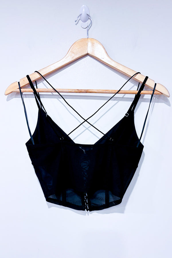 Camisole coupée noire style corset (xs)-Garage-La Penderie du Paradis 🕊
