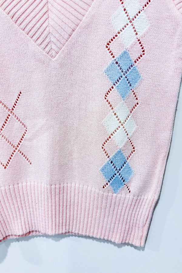 Débardeur rose et bleu en tricot (m)-Colori-La Penderie du Paradis 🕊