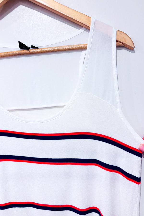 Camisole blanche avec rayures bleues et rouges (l)-Simons-La Penderie du Paradis 🕊