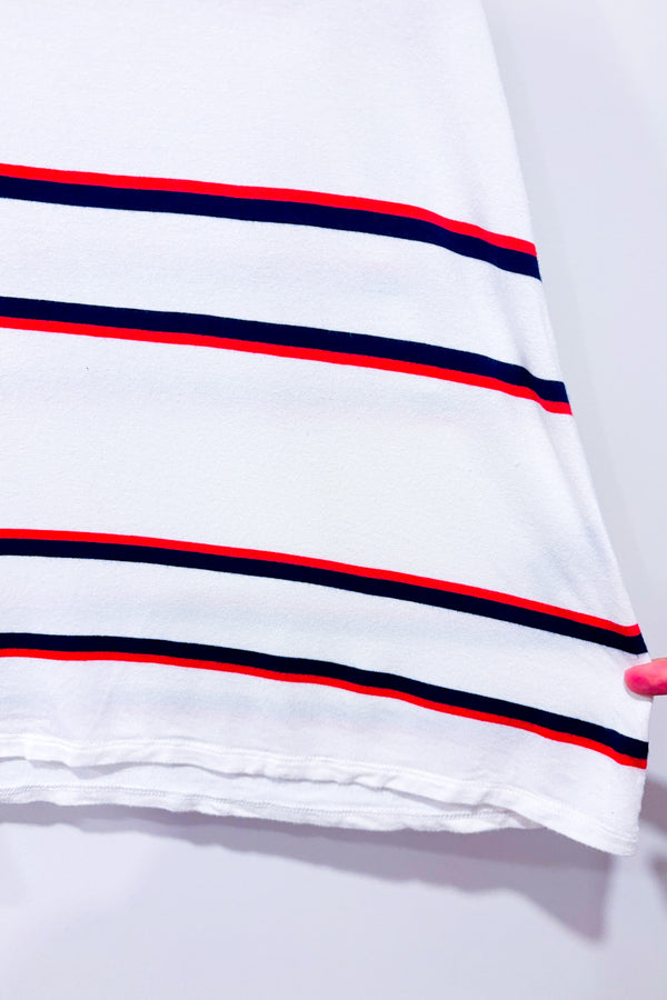 Camisole blanche avec rayures bleues et rouges (l)-Simons-La Penderie du Paradis 🕊