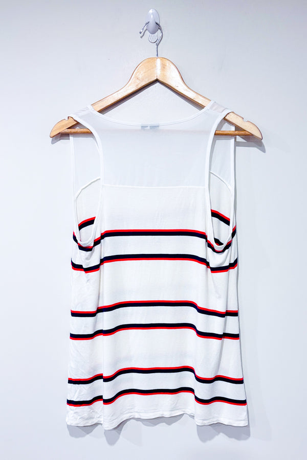 Camisole blanche avec rayures bleues et rouges (l)-Simons-La Penderie du Paradis 🕊