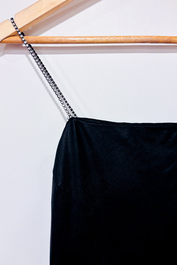 Camisole noire avec bretelles en diamants (m)-Design Lab-La Penderie du Paradis 🕊