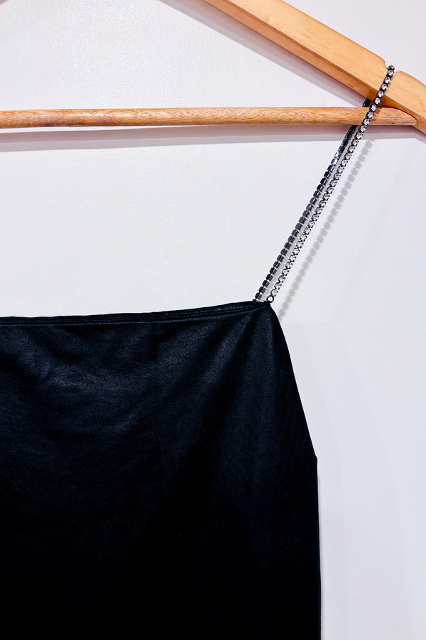 Camisole noire avec bretelles en diamants (m)-Design Lab-La Penderie du Paradis 🕊