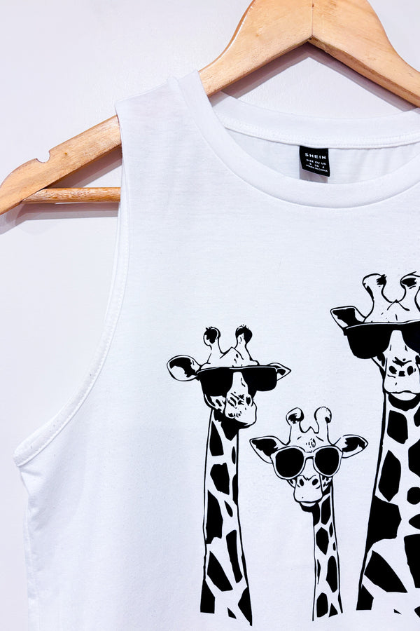 Camisole blanche avec girafes (s)-SHEIN-La Penderie du Paradis 🕊