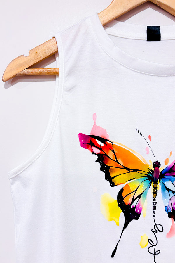 Camisole blanche avec papillon (s)-SHEIN-La Penderie du Paradis 🕊