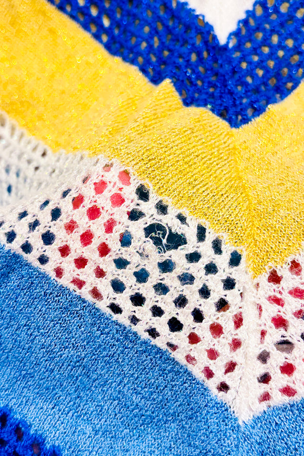 Camisole en maille bleue et jaune motif chevron (m)-DKNY-La Penderie du Paradis 🕊