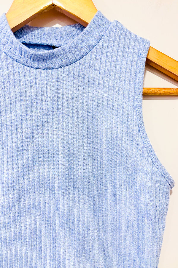 Haut sans manche bleu côtelé (s)-SHEIN-La Penderie du Paradis 🕊