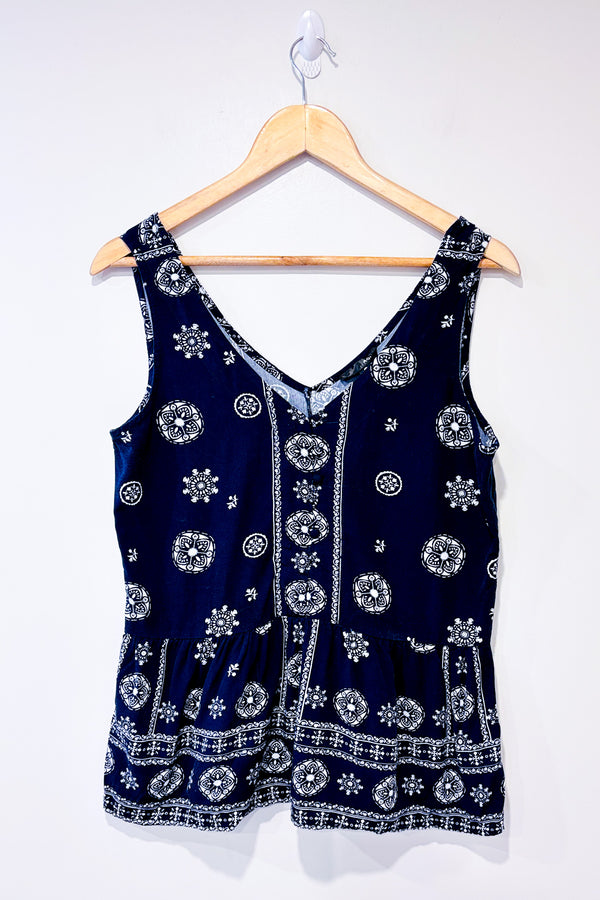 Camisole marine fleurie (s)-Aqua-La Penderie du Paradis 🕊