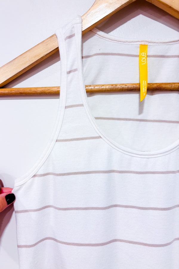 Camisole blanche et beige rayée (s)-Lolë-La Penderie du Paradis 🕊