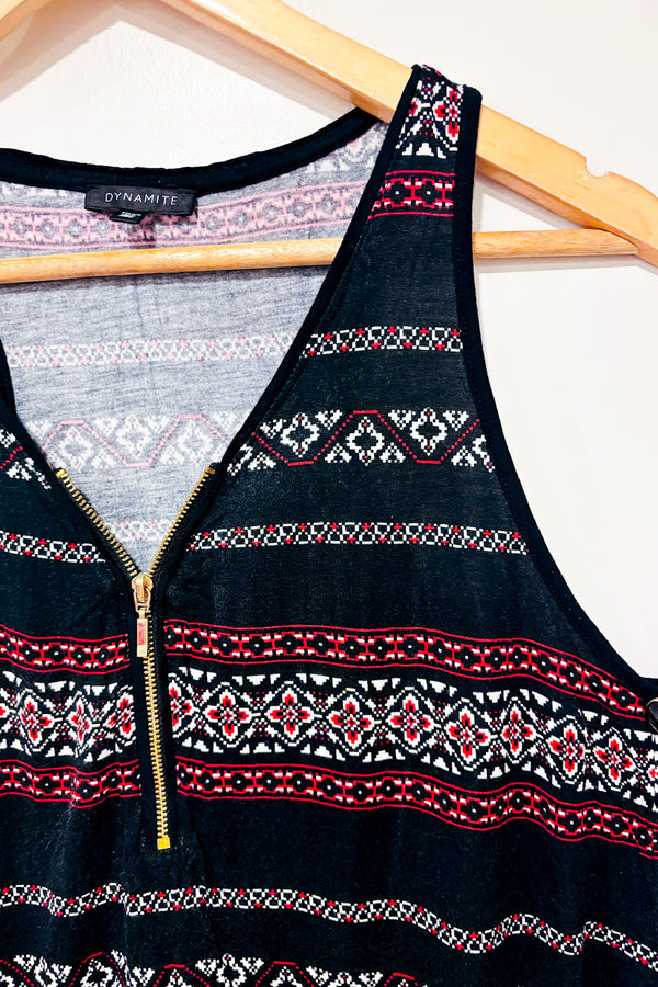 Camisole noire et rouge à motifs (xs)-Dynamite-La Penderie du Paradis 🕊