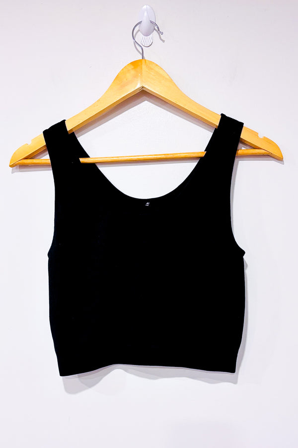 Camisole courte noire côtelée (m/l)-Love Life-La Penderie du Paradis 🕊