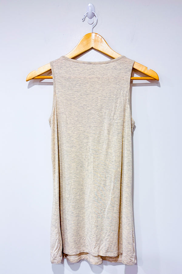 Camisole beige avec col tressé et billes de bois (m)-Dex-La Penderie du Paradis 🕊