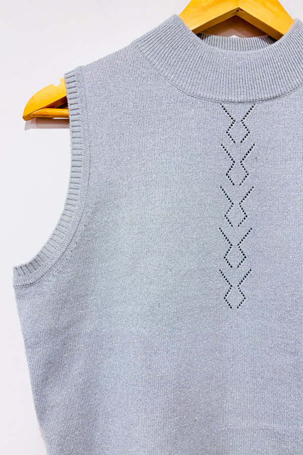 Débardeur argent scintillant à col haut (l)-Première Collection-La Penderie du Paradis 🕊