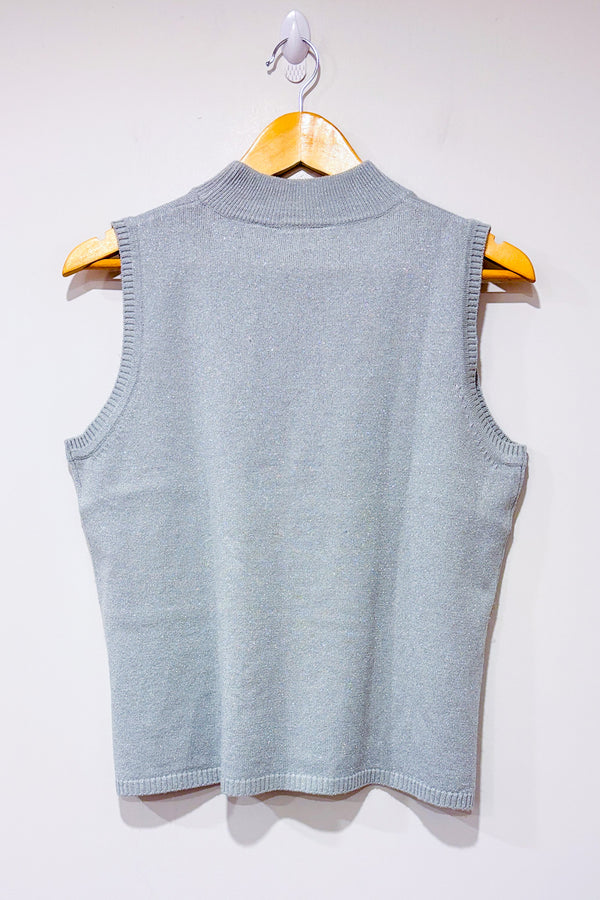 Débardeur argent scintillant à col haut (l)-Première Collection-La Penderie du Paradis 🕊