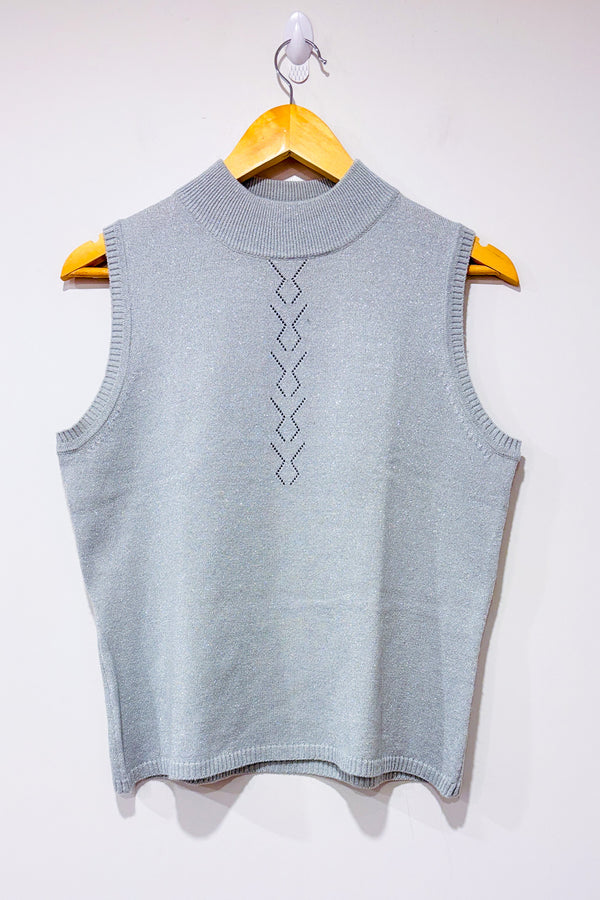 Débardeur argent scintillant à col haut (l)-Première Collection-La Penderie du Paradis 🕊