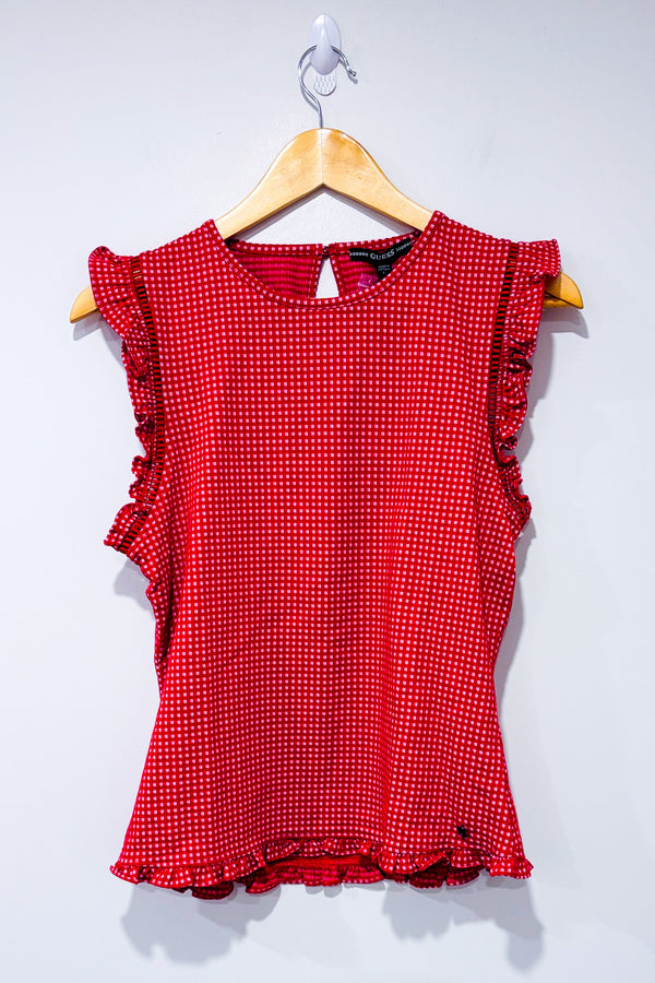 Haut rouge à carreaux* seconde main - Guess- La Penderie du Paradis