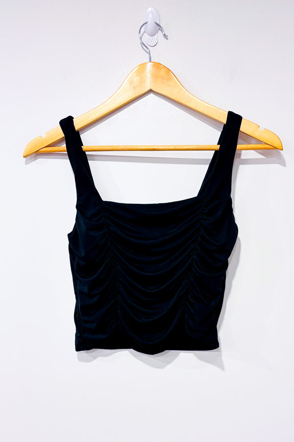 Camisole courte plissée noire seconde main - Live in the moment- La Penderie du Paradis