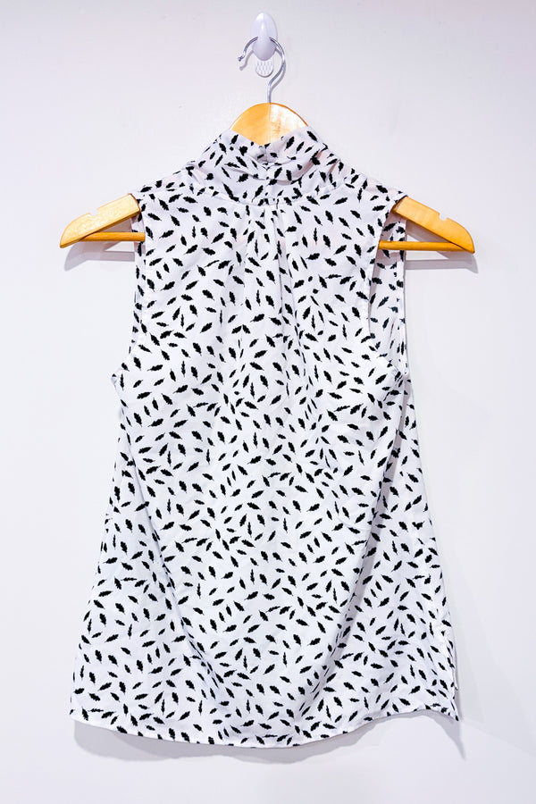 Blouse blanche avec plumes noires seconde main - Monk & Lou- La Penderie du Paradis