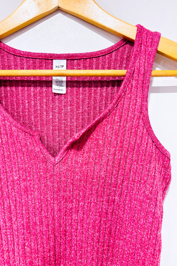 Camisole rose côtelée seconde main - George- La Penderie du Paradis