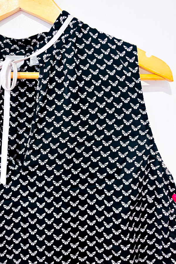 Blouse noire et blanche à motifs seconde main - Tristan- La Penderie du Paradis