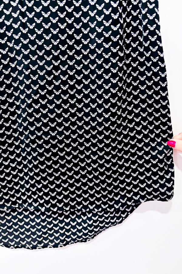 Blouse noire et blanche à motifs seconde main - Tristan- La Penderie du Paradis