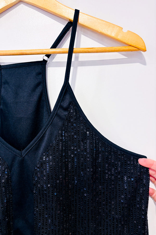 Camisole noire à paillettes seconde main - Lausie- La Penderie du Paradis