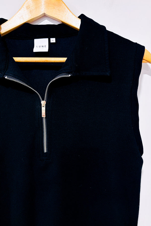 Haut noir à zip* seconde main - Lune Active- La Penderie du Paradis