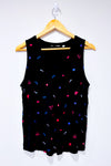 Camisole noire motifs coeurs et fleurs seconde main - Reitmans- La Penderie du Paradis