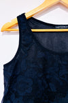 Camisole noire en dentelle fleurie avec franges seconde main - Candy Couture- La Penderie du Paradis