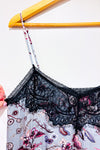 Camisole satinée bleue fleurie avec dentelle seconde main - Zara- La Penderie du Paradis