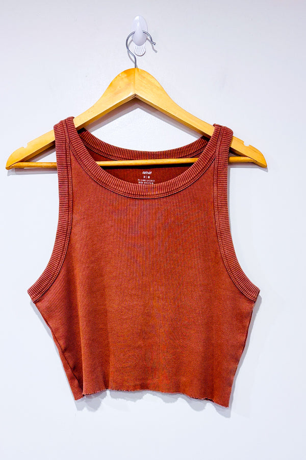 Camisole côtelée taupe seconde main - Aerie- La Penderie du Paradis
