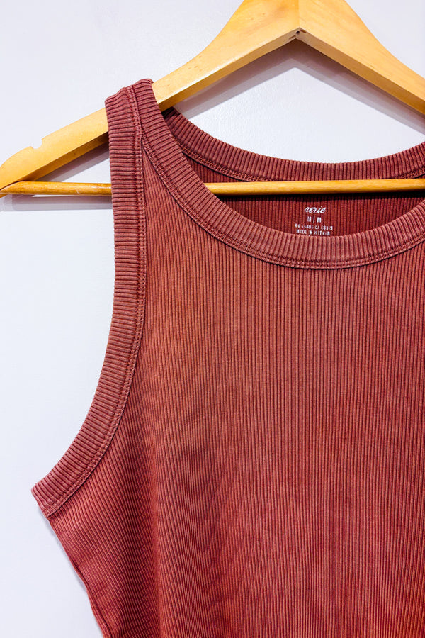 Camisole côtelée taupe seconde main - Aerie- La Penderie du Paradis