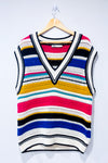 Débardeur oversized en tricot rayé multicolore col V* seconde main - Zara- La Penderie du Paradis