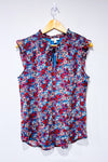 Blouse bleue et rouge fleurie* seconde main - Tamara H.- La Penderie du Paradis