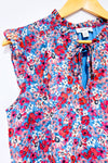Blouse bleue et rouge fleurie* seconde main - Tamara H.- La Penderie du Paradis