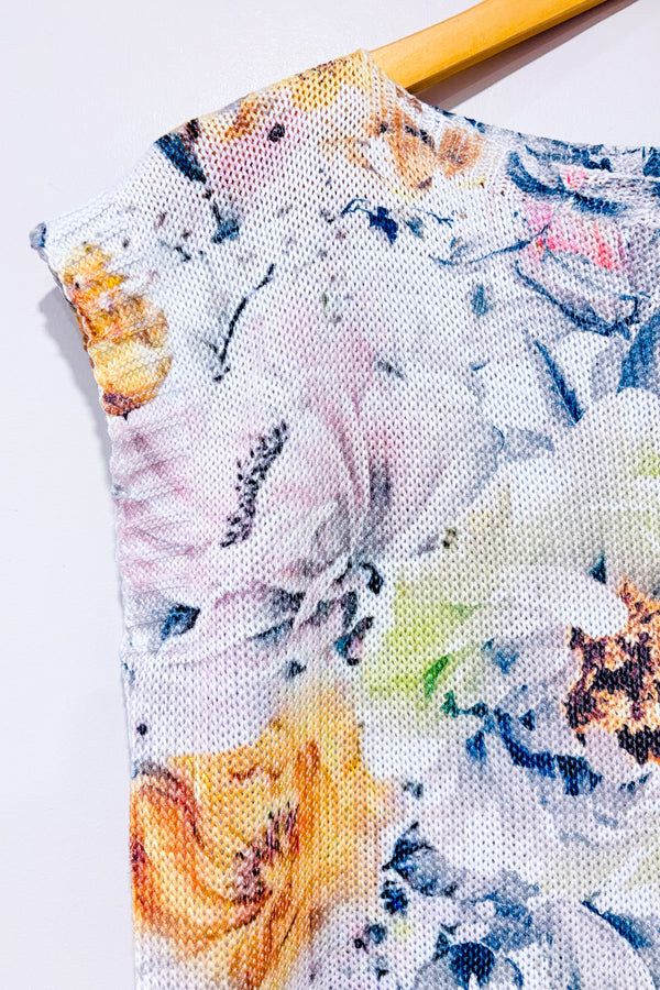 Haut en tricot blanc fleuri pastel* seconde main - Loggia de Tessitori- La Penderie du Paradis