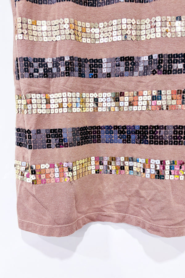 Camisole taupe avec paillettes seconde main - Tribal- La Penderie du Paradis